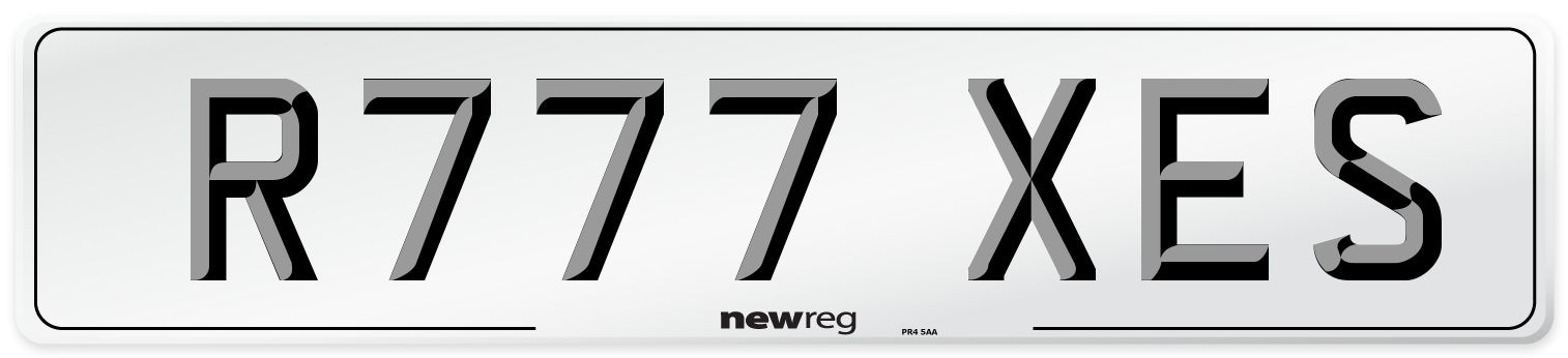 R777 XES Number Plate from New Reg